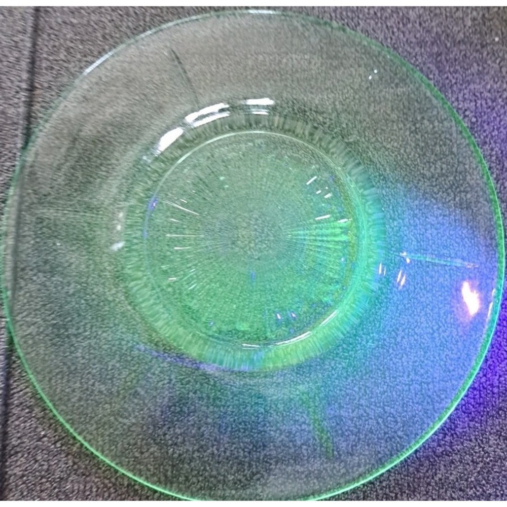 Vintage Uranium Vaseline Glass Dessert/Salad Plate 6"